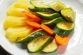 Variety of cooked vegetables beautifully presented