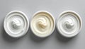 Variety of Cosmetic Cream Textures in Bowls Royalty Free Stock Photo