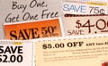 A variety of coupons