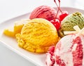 Variety of creamy Italian ice cream or gelato