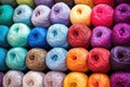 variety of crochet threads displayed in a gradient