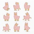 Variety of cute alpaca set Royalty Free Stock Photo