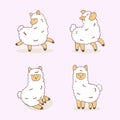 Variety of cute alpacas illustration