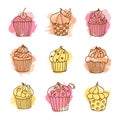 Variety of cute Cupcakes set
