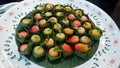 Variety of Deletable Imitation Fruits Thai Dessert