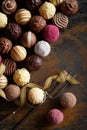 Variety of delicious gourmet handmade chocolates Royalty Free Stock Photo
