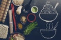 Variety Different Many Ingredients for Cooking Tasty Oriental As