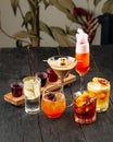 Variety of different mixed alcoholic cocktails Royalty Free Stock Photo