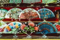 A variety of different Spanish hand fans on display for sale, Sevilla Seville , Andalucia, Spain Royalty Free Stock Photo