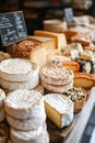 A variety of different types of cheese on a wooden board Royalty Free Stock Photo