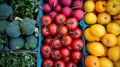 A variety of a display with different fruits and vegetables, AI