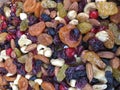 Variety of dried fruits and nuts as a background Royalty Free Stock Photo