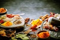 Variety of dried spices for Asian cooking Royalty Free Stock Photo