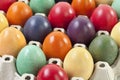 Variety of Easter eggs in egg carton, close up Royalty Free Stock Photo