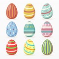 Variety of easter eggs set