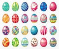 Variety of easter eggs set