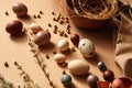 a variety of easter eggs on a table. Generative AI