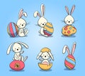 Variety of easter rabbits set