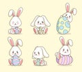 Variety of easter rabbits set