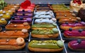 Variety of eclairs with different flavors