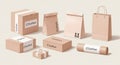 A variety of eco-friendly packaging options are displayed, all labeled \