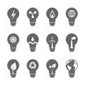 Variety of electrical energy source with light bulbs Royalty Free Stock Photo