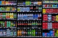 Variety of energy drinks, soda, soft drinks