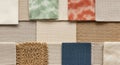 A variety of fabric samples arranged Royalty Free Stock Photo