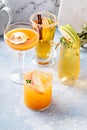Variety of fall cocktails or mocktails made with apple cider Royalty Free Stock Photo