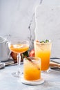 Variety of fall cocktails or mocktails made with apple cider Royalty Free Stock Photo