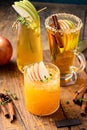 Variety of fall cocktails or mocktails made with apple cider Royalty Free Stock Photo