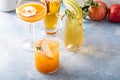 Variety of fall cocktails or mocktails made with apple cider Royalty Free Stock Photo