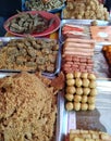 Variety of famous traditional Malaysian sweet and dessert sell-by hawkers in the street Ramadhan Bazaar.