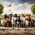 Variety of Farm Animals in Front of White Background Royalty Free Stock Photo