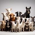 Variety of Farm Animals in Front of White Background Royalty Free Stock Photo