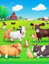 Variety of farm animals. Royalty Free Stock Photo