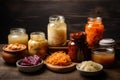 a variety of fermented foods, including sauerkraut, kimchi, and miso