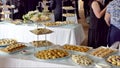 Variety of finger food, savouries and sandwiches