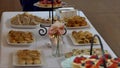 Variety of finger food, savouries and sandwiches