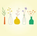 a variety of flowers in stylish vases Royalty Free Stock Photo