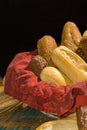 Variety of fresh baked wheat and rye bread, baguette and buns Royalty Free Stock Photo