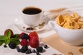 Variety of fresh berries and cereal for breakfast Royalty Free Stock Photo