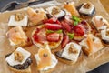 VARIETY OF FRESH BRUSCHETTA PLATE Royalty Free Stock Photo