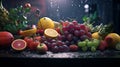 Fresh Fruits in Rainy Ambiance Royalty Free Stock Photo