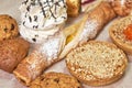 A variety of fresh pastries. Closeup on a light background Royalty Free Stock Photo