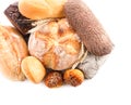 Variety of fresh tasty bread on white background Royalty Free Stock Photo