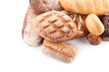 Variety of fresh tasty bread on white background Royalty Free Stock Photo