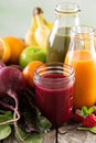 Variety of fresh vegetable and fruit juices Royalty Free Stock Photo