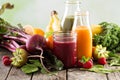 Variety of fresh vegetable and fruit juices Royalty Free Stock Photo