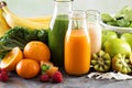 Variety of fresh vegetable and fruit juices Royalty Free Stock Photo